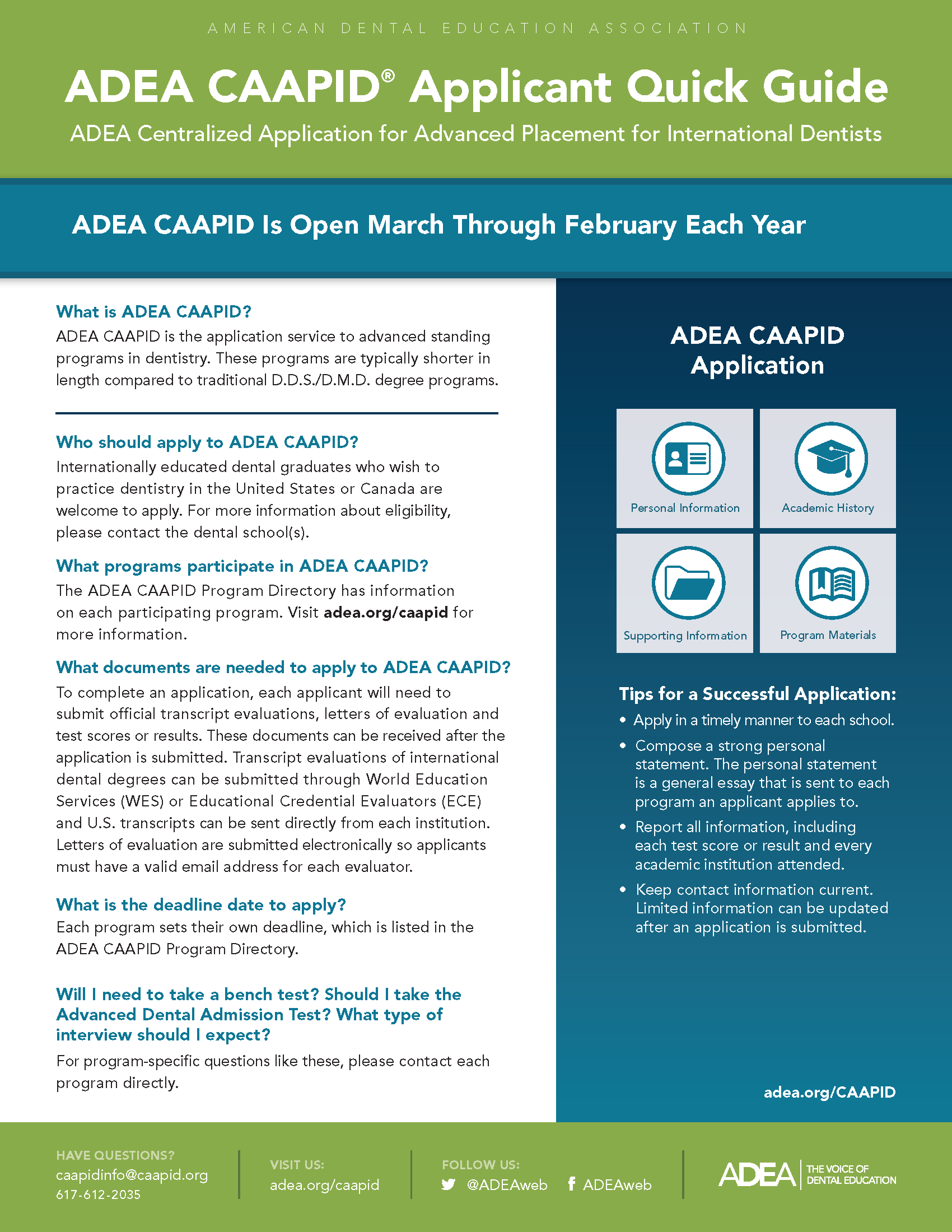 ADEA CAAPID Applicant QuickGuide Cover CAAPID Applicant Quick Guide